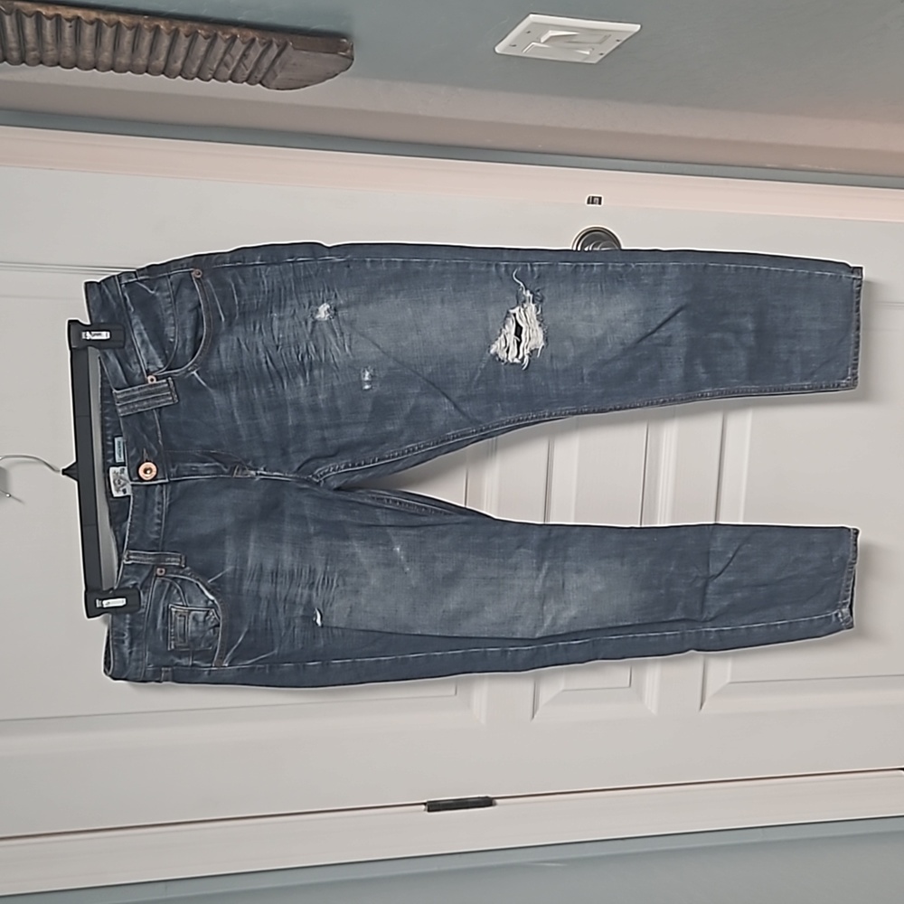 River Island Distressed Jeans Slim Straight Dark Denim Womens 16